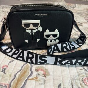 Karl Lagerfeld Black Crossbody with Iconic Characters